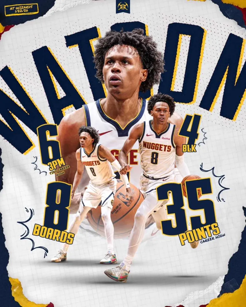 v站体育-掘金分享沃特森本场比赛数据海报，本场贡献35分8板4助